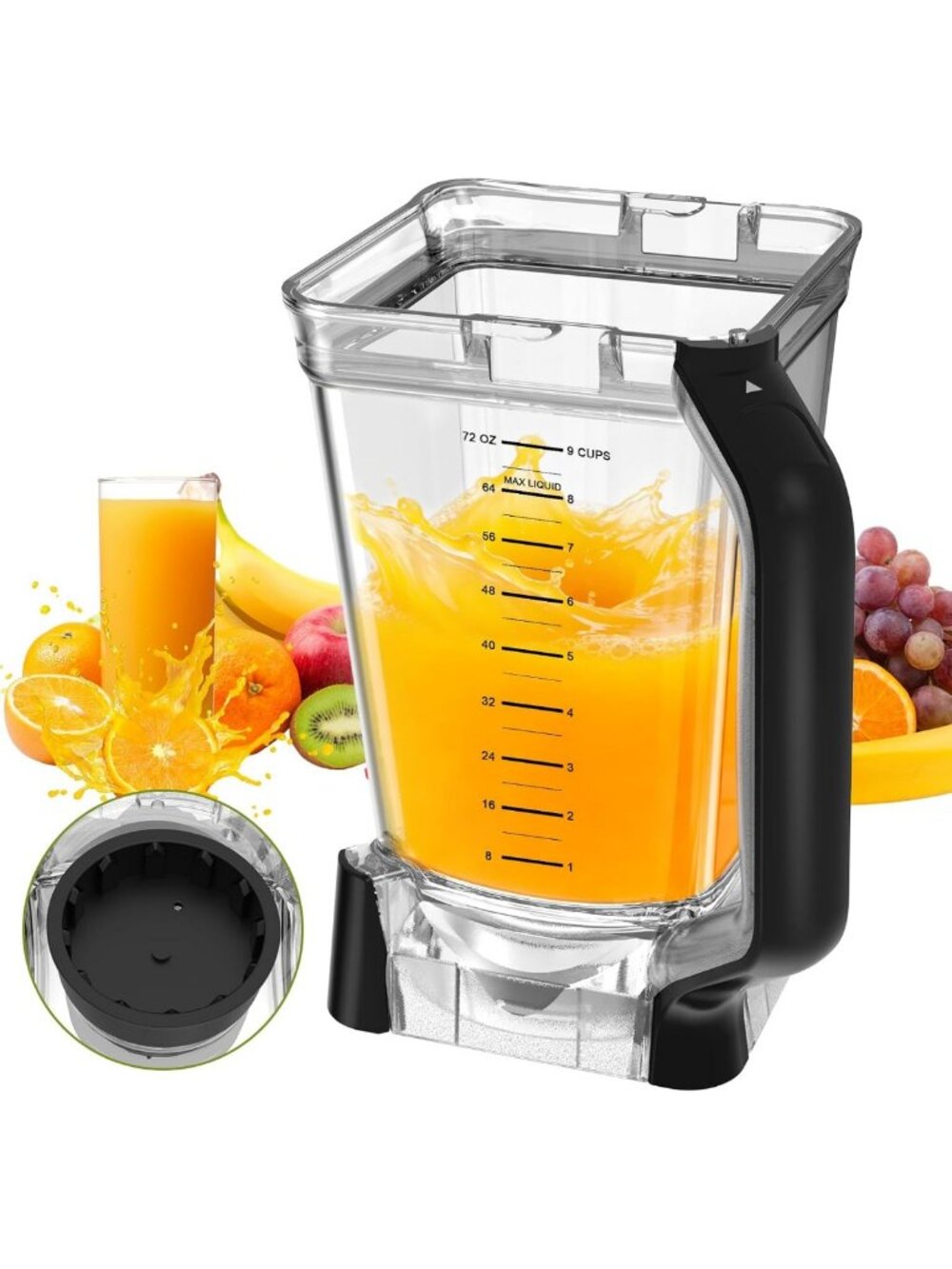 72oz Blender Pitcher for Ninja BN751 BN801 - Durable, BPA-Free, Easy Pour Spout